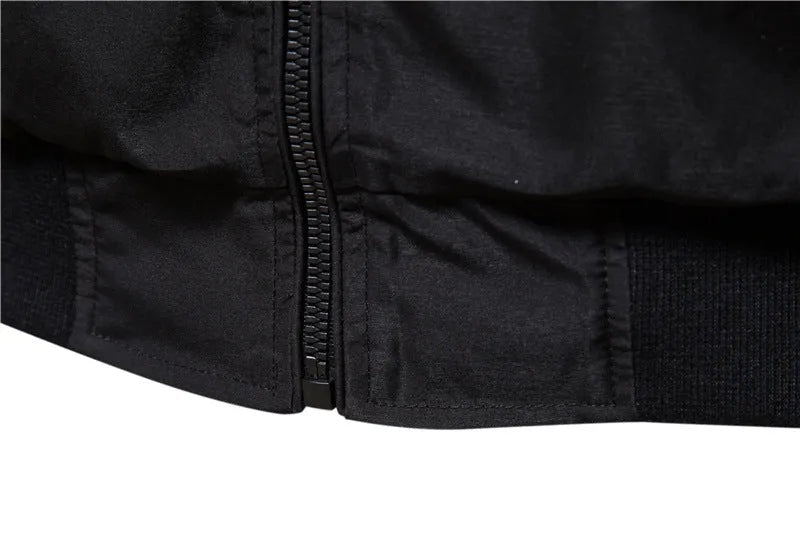 Men's solid colour thin casual jacket in polyester, shown in dark blue, on a hanger.