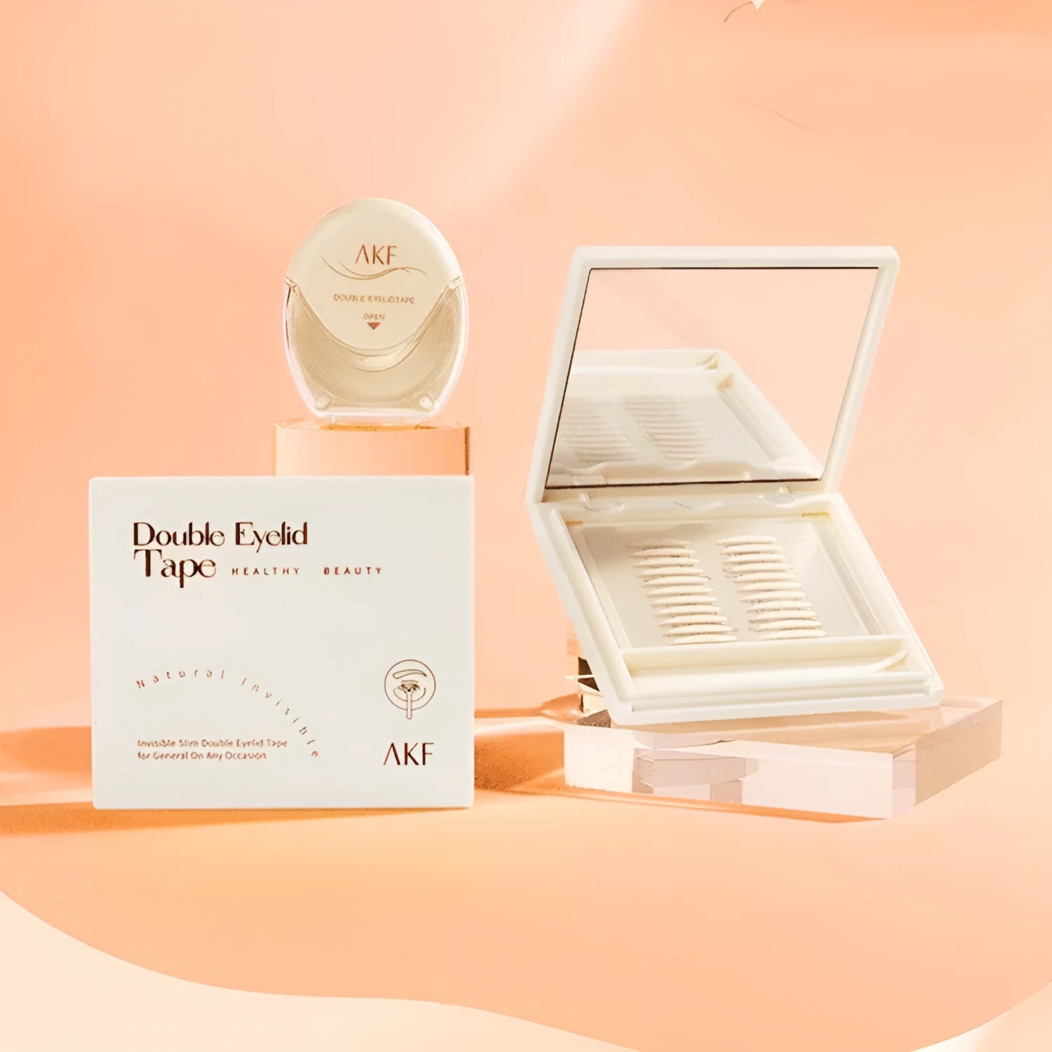 Clear lace double eyelid stickers roll with crescent and olive shapes for Asian eyelids