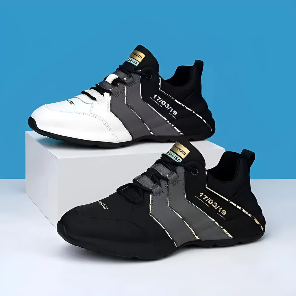 Casual lace-up sneakers with thick rubber soles and mesh lining in multiple colour options