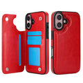 Anti-fall imitation leather phone case with bracket for Apple iPhone in black