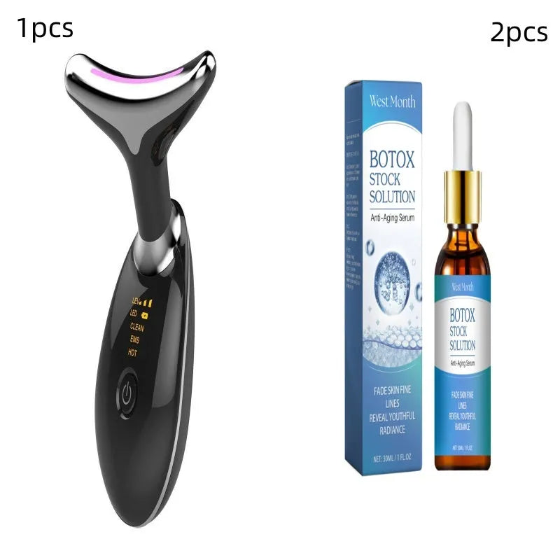 EMS thermal neck lifting massager with three-color LED lights and microcurrent wrinkle remover device