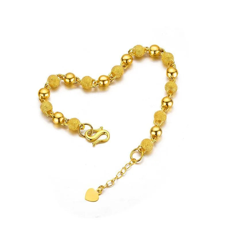 Light sand bead bracelet with chain detail, unisex alloy antique style, colour S116