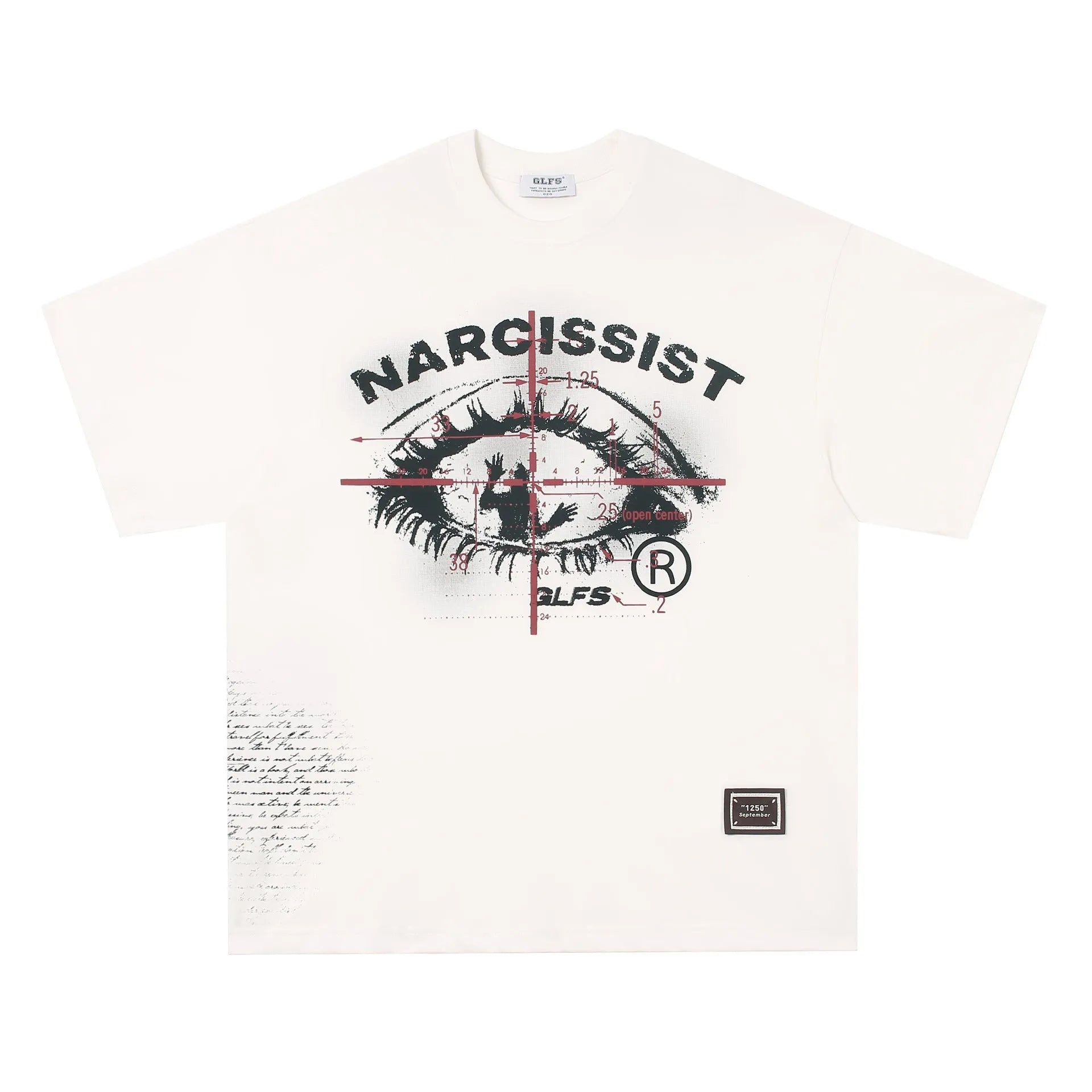 White and black retro hip hop cotton T-shirt with letter pattern, short sleeves
