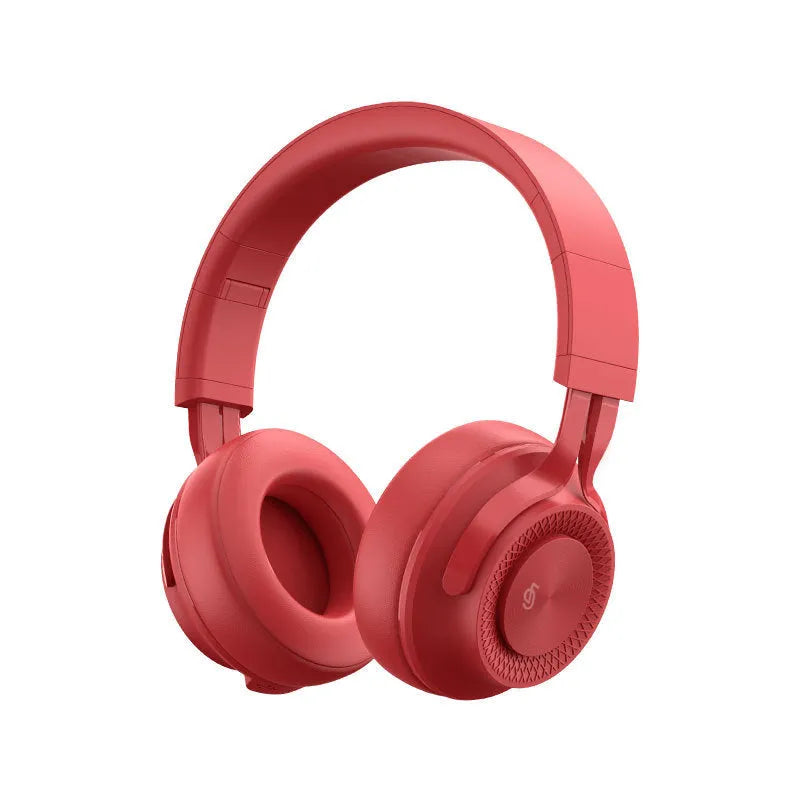 Red sports Bluetooth wireless headset with 18-hour battery life
