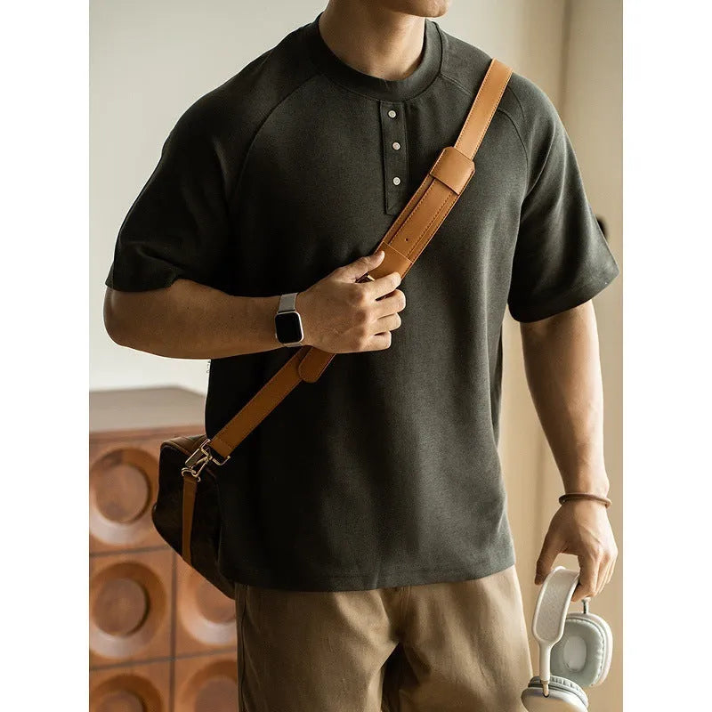 Casual loose pullover top with raglan sleeves in terry texture fabric, shown in smoky grey colour