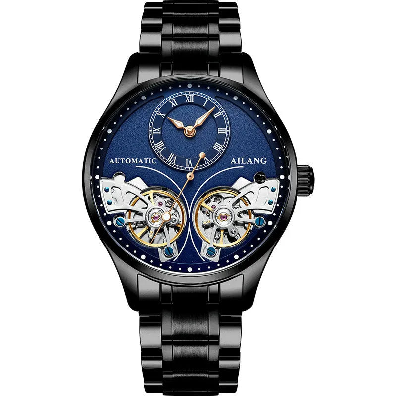 Men's titanium automatic watch with tourbillon movement and moon phase display