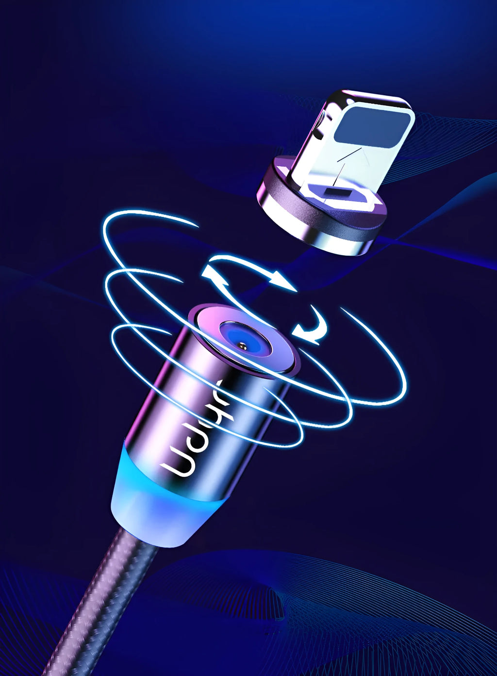 Magnetic USB charging cable with detachable magnetic heads for Android, Apple iPhone and TYPE-C devices
