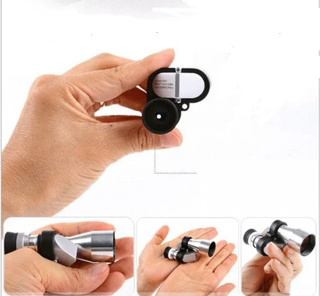 Compact aluminium alloy 8x20mm monocular telescope with foldable eyecup in canvas carry bag