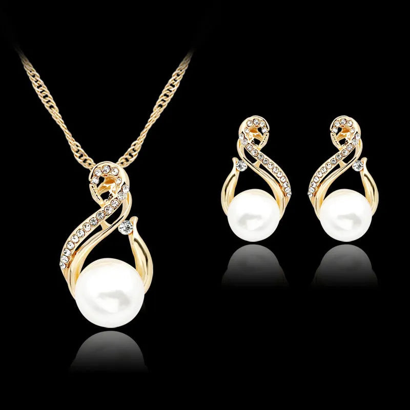 Necklace and earring set with alloy and plastic beads, approximately 45cm necklace, Japanese Korean style evening jewellery