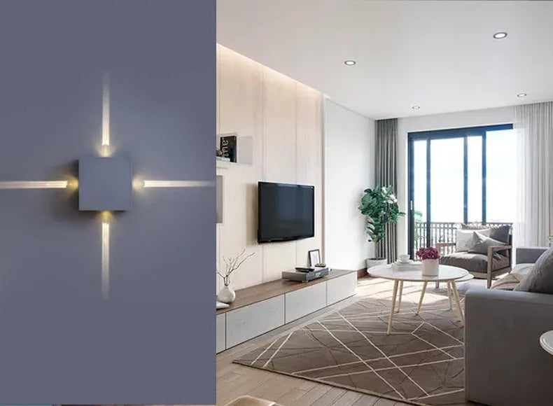 Modern square and round LED aluminium wall light in warm white and cool white options