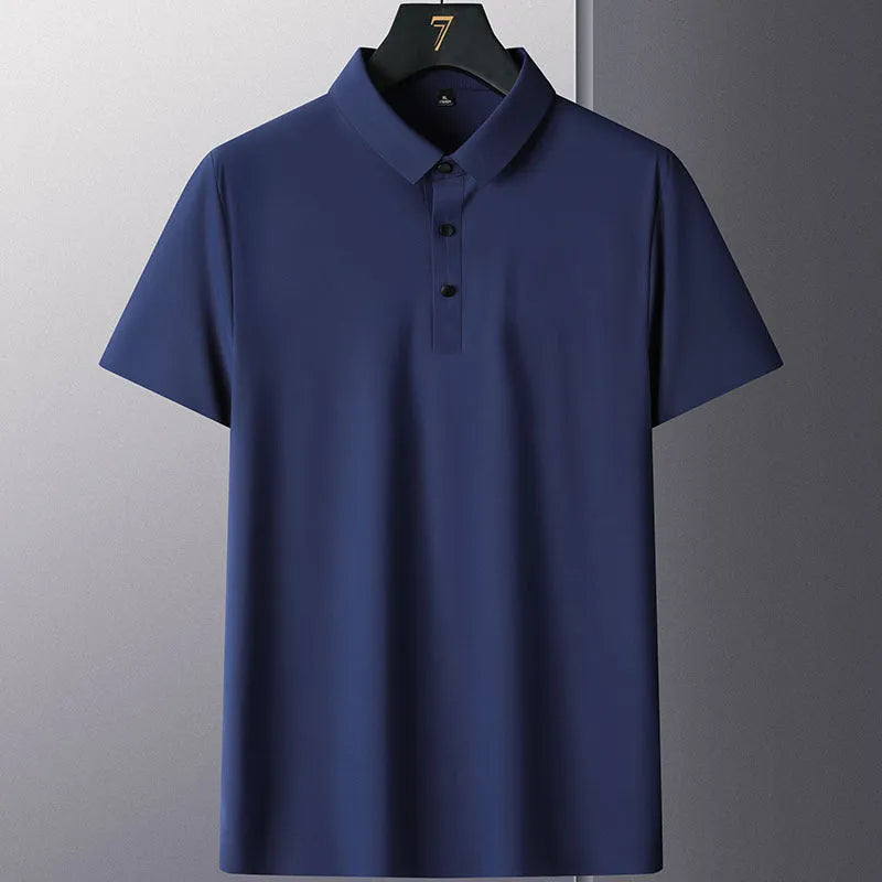 Men's solid colour non-ironing short sleeve business casual shirt in a nylon blend fabric