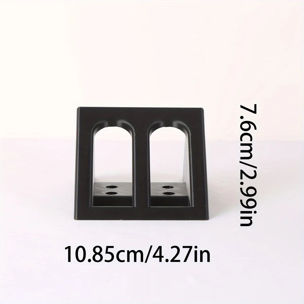 Black plastic punk-style pistol stand for model gun display measuring 10.85cm by 7.6cm