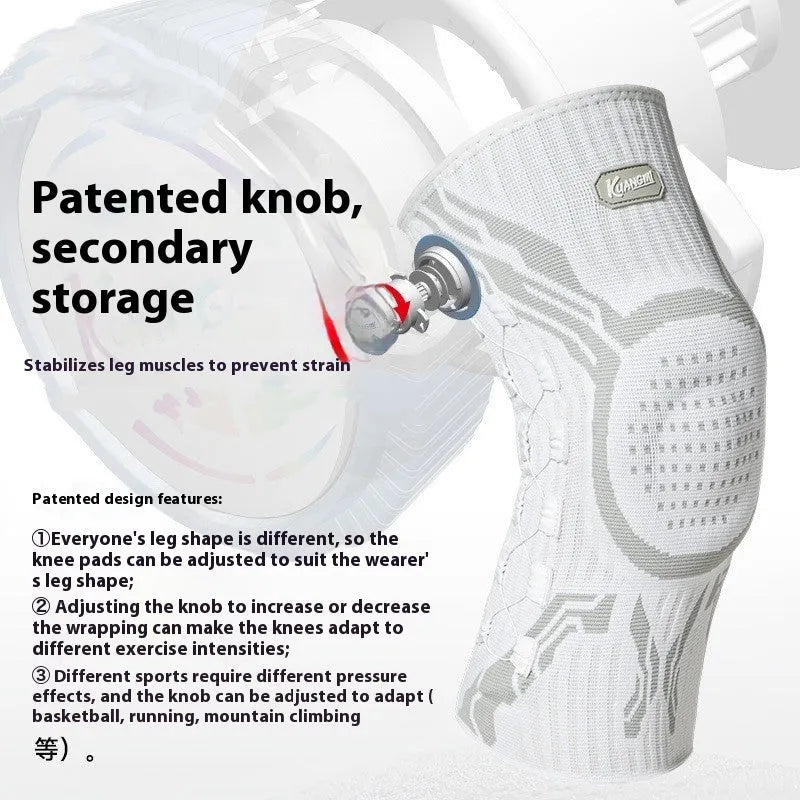 Grey-white professional sports kneecap for basketball, football, and running.