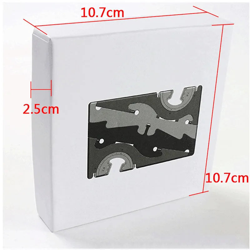 Plastic card-type mobile phone stand in six colour options on a desktop