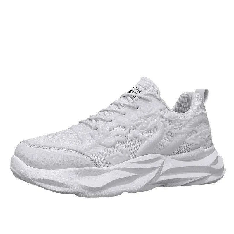 Casual fly knit sneakers with breathable upper and dragon design colour options
