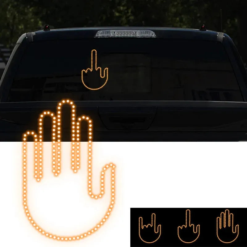 Black plastic LED gesture car light with remote control showing three-finger gesture