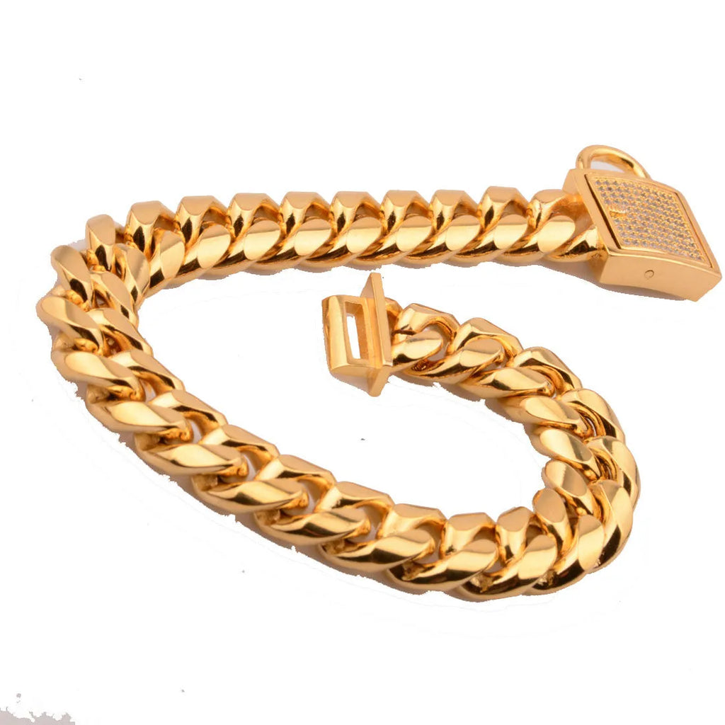 30mm wide gold colour stainless steel encryption chain necklace, 12-32in length options