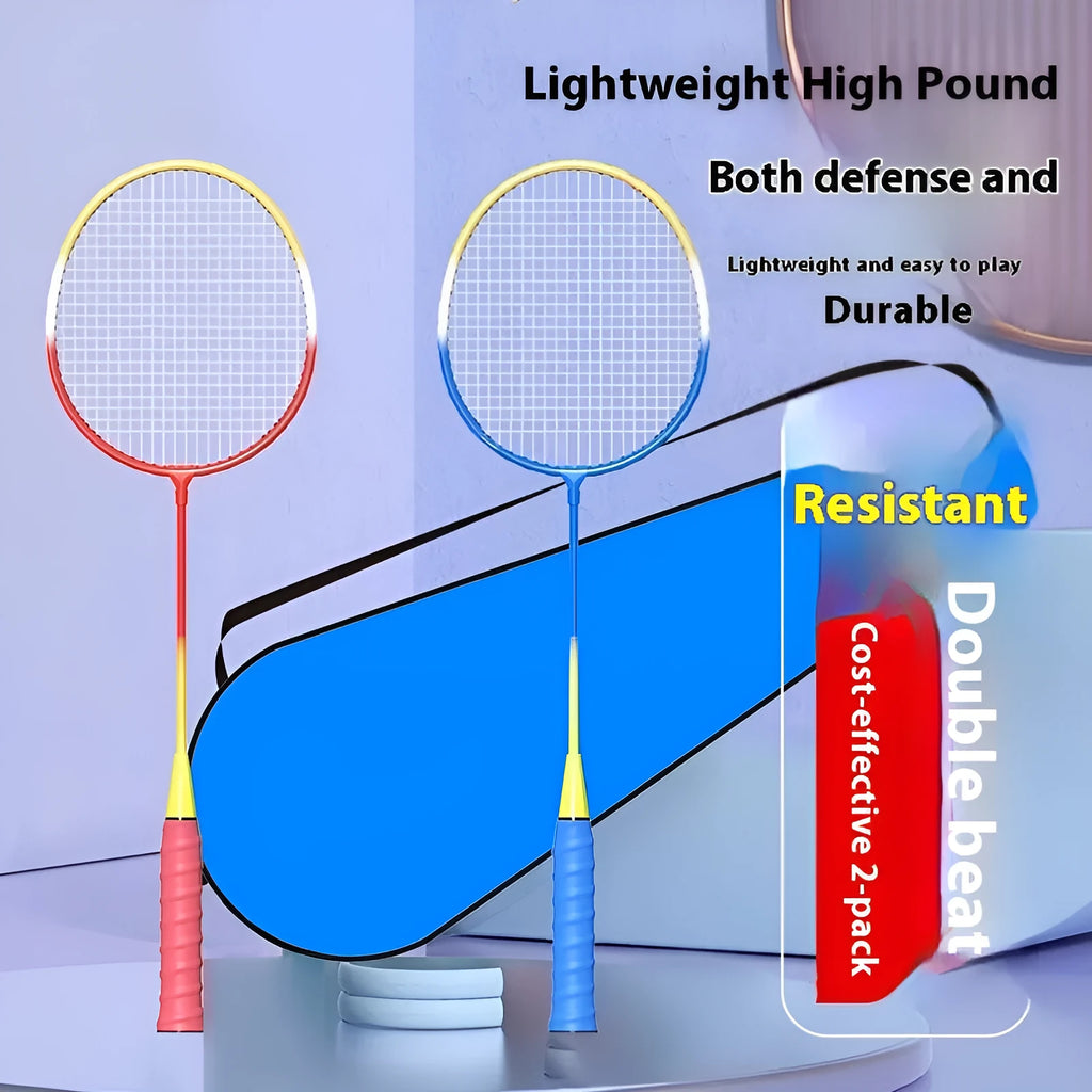 Alloy ultra-light badminton racket in blue and red colours with split design