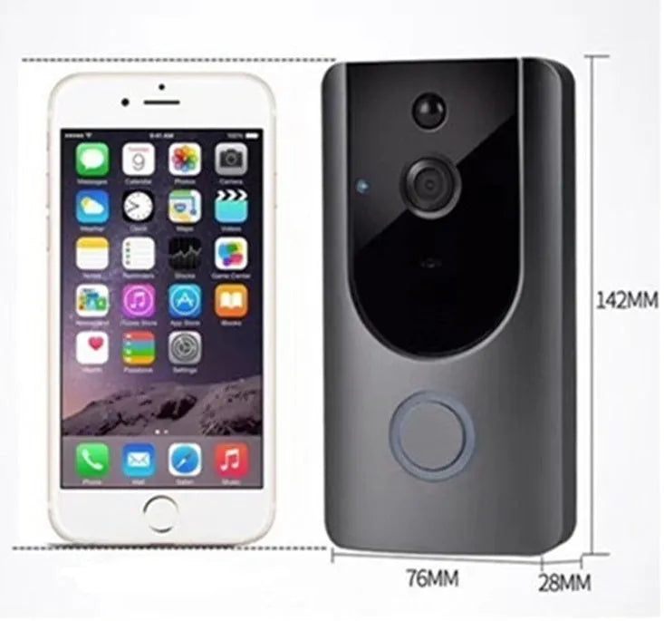 Smart WiFi video doorbell camera with chime, 720P, 166° wide-angle lens, grey or silver