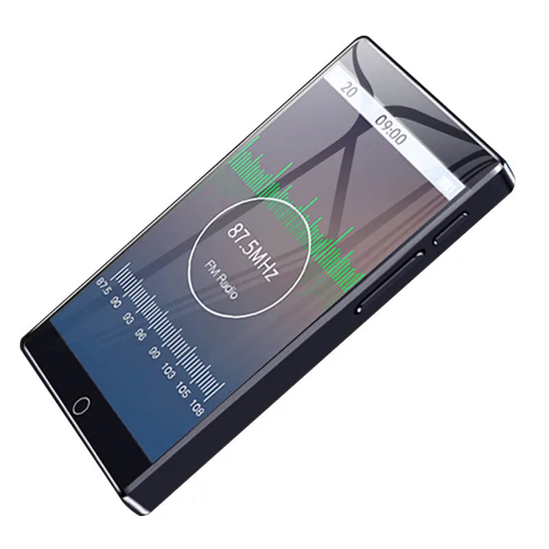 Black Ruizu H1 slim MP3 MP4 player with 4-inch touchscreen showing menu interface