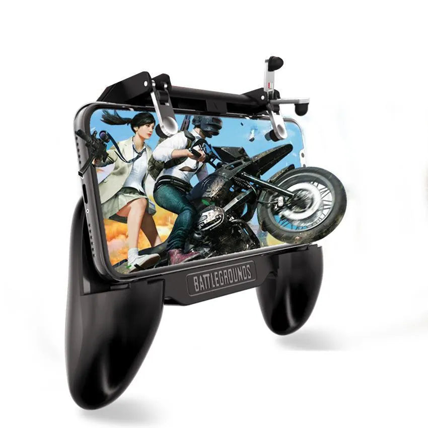 5 in 1 mobile gaming controller with cooling fan and power bank, clamp design for Apple and Android phones, metal build