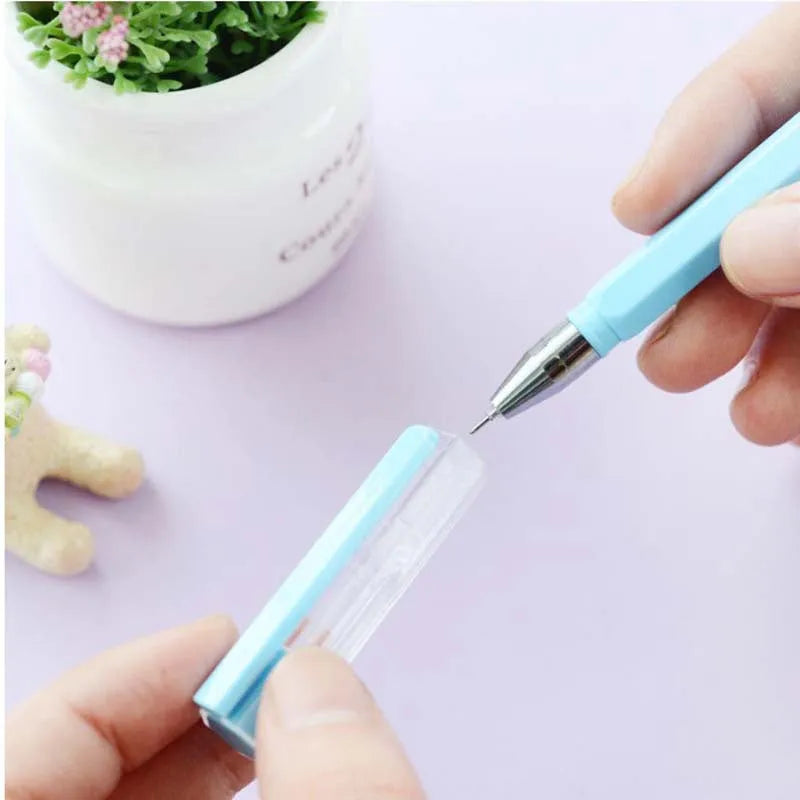 Full needle tube carbon signature pen with 0.35mm fine tip, black ink, plastic body, 140mm length, three pens