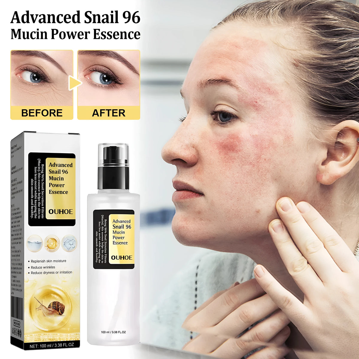 100ml Snail Serum Collagen Facial Serum bottle with hydrating and firming properties