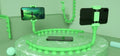 Flexible rubber phone holder with suction cup mounted on a surface showing 360-degree rotation capability