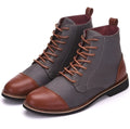 Leather motorcycle boots with buckle details in black, blue, grey, and khaki colours