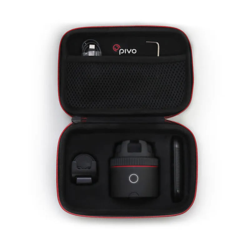 Black PIVO 360-degree rotating smartphone facial tracking camera mount on flat surface