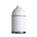 White ultrasonic aromatherapy diffuser and humidifier with LED light, 300ml capacity, and USB cable
