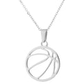 Games stainless steel volleyball necklace pendant in silver finish on a chain