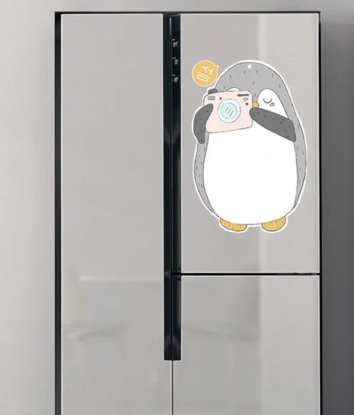Nordic style penguin design refrigerator message board with soft magnet back, dimensions 45cm by 30cm.