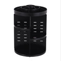 360 rotating makeup organizer with diamond wave pattern and detachable spinning storage shelf in black, white, or transparent options