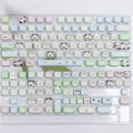 Full set of mechanical keyboard keycaps with detailed cat and puppy sublimation artwork on durable PBT plastic