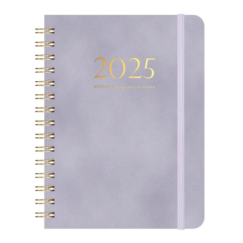 A5 leather notebook with metal coil binding in multiple colour options