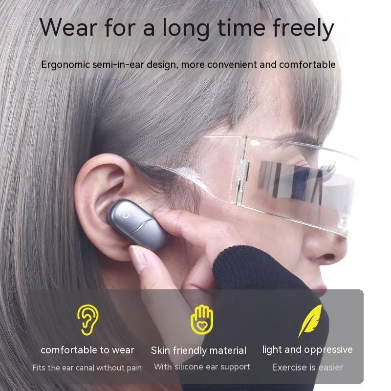 Silver gray wireless Bluetooth headset with charging compartment power bank, 74x28x95mm, LOOP T6
