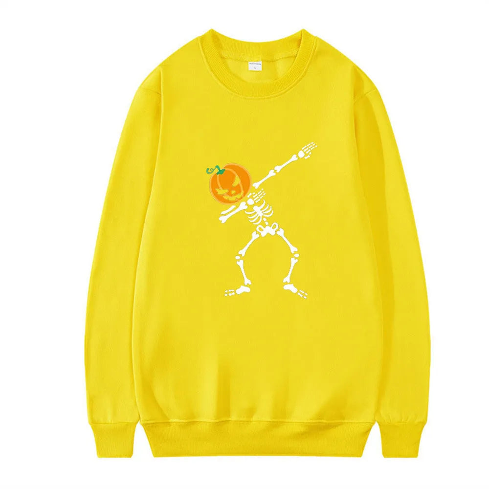 Women's printed crew neck long sleeve top in polyester cotton fabric for autumn winter sports leisure wear
