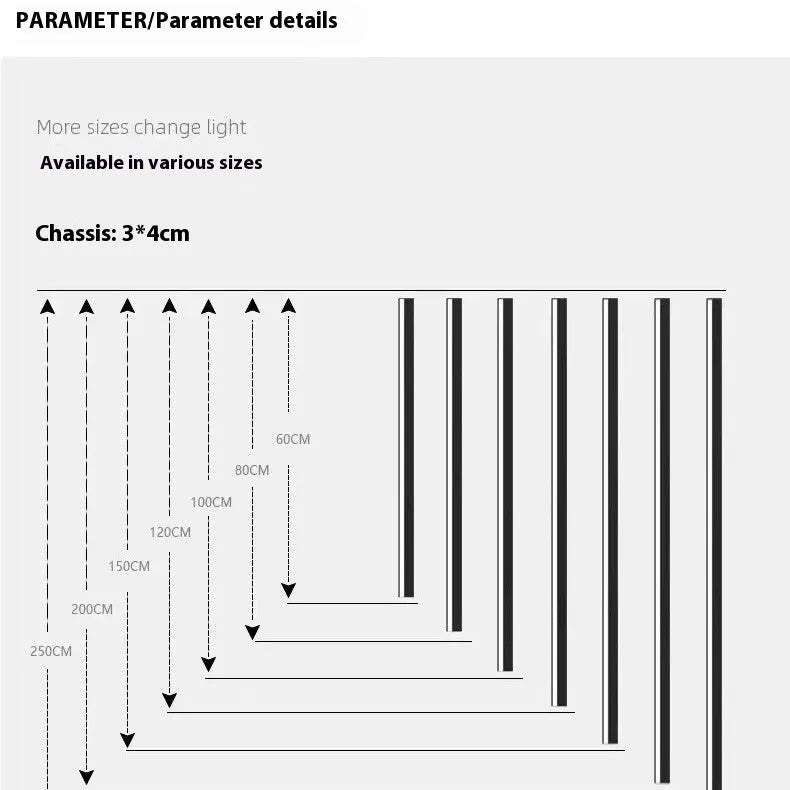 80cm long black aluminium LED strip wall lamp with a PC shade and touch colour control.