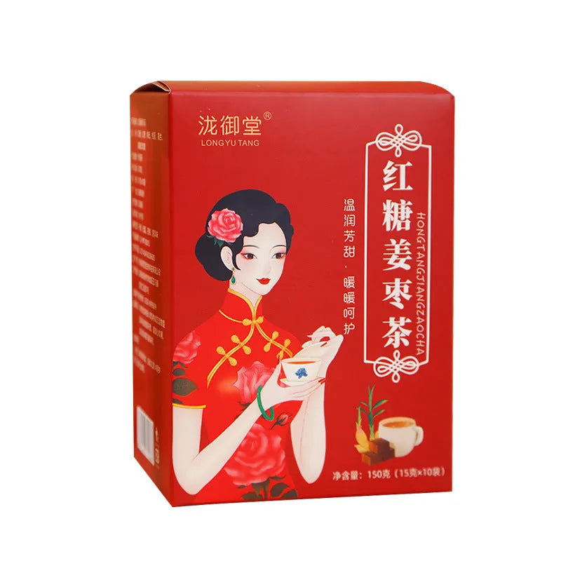 Box of brown sugar ginger and jujube tea containing 150g of tea bags with red dates and wolfberries