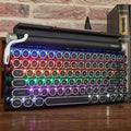 Dot retro typewriter mechanical Bluetooth keyboard with black finish and seven-colour backlight