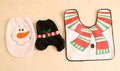 Christmas bathroom set with flannel shower curtain, toilet cover, and floor mats featuring Santa Claus design