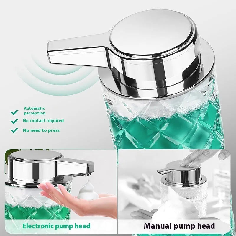 Automatic sensor soap dispenser with silver-plated PET shell and Type-C charging port