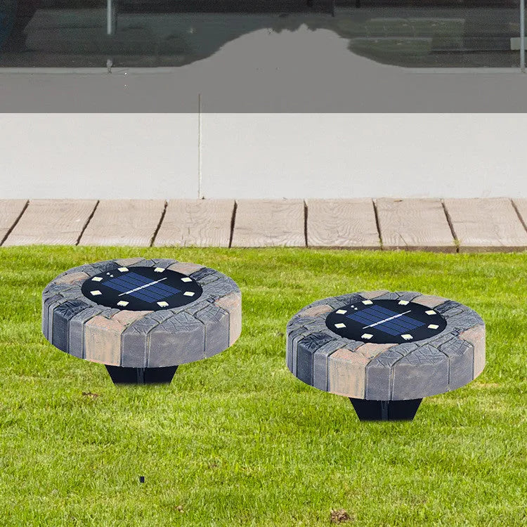 Solar underground light imitation stone case with 16 warm white LEDs for garden lawn use