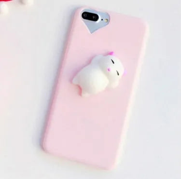 3D cartoon cat design silicone iPhone case in multiple colours showing soft TPU construction