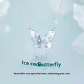 Bingyu butterfly necklace in S925 silver with ice rain pendant on adjustable chain