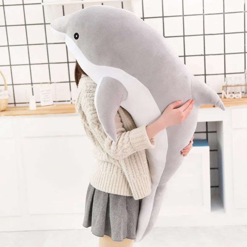 Crystal super soft dolphin plush toy in blue, filled with PP cotton, available in multiple sizes