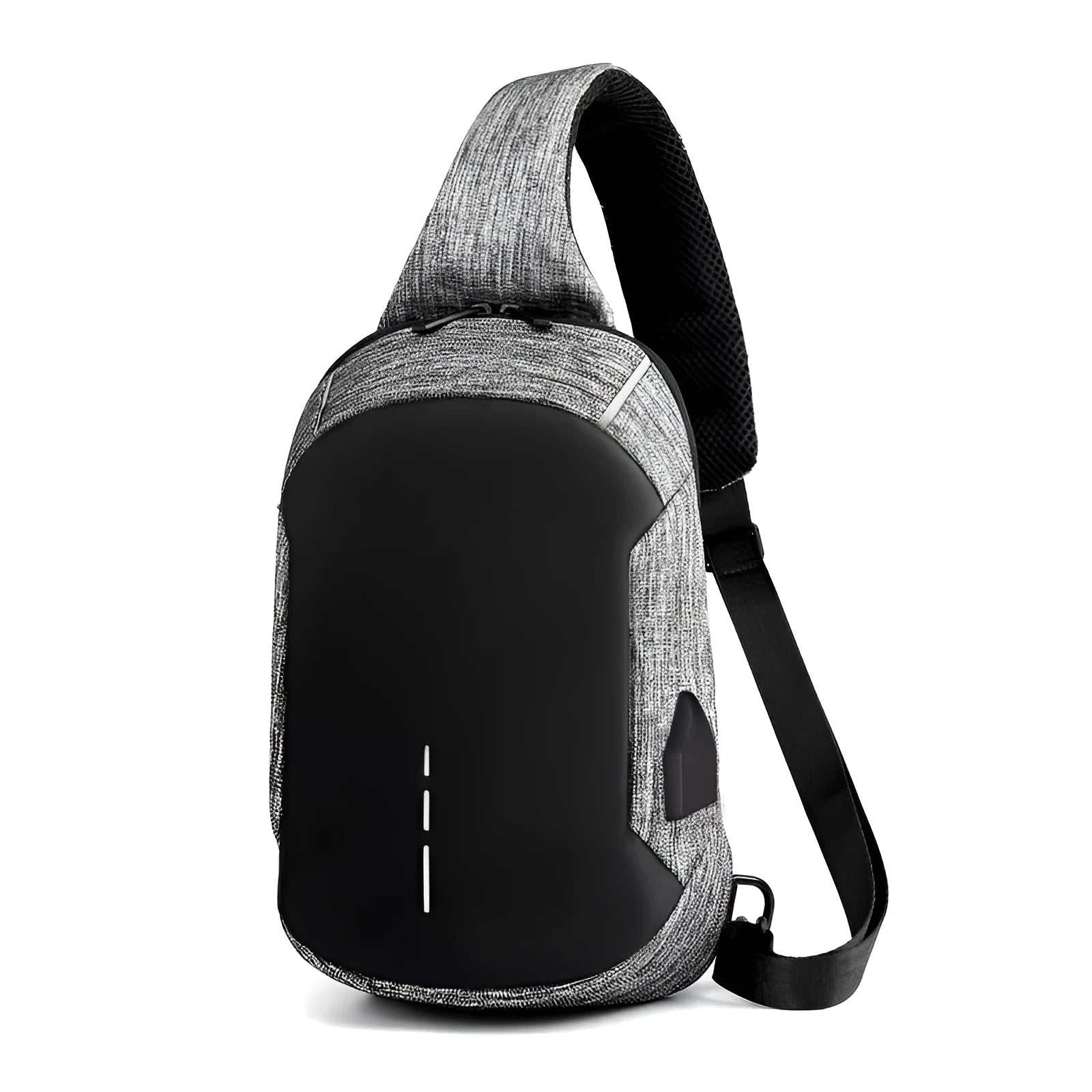 Waterproof Oxford cloth chest bag in dark blue with zipper opening and adjustable strap