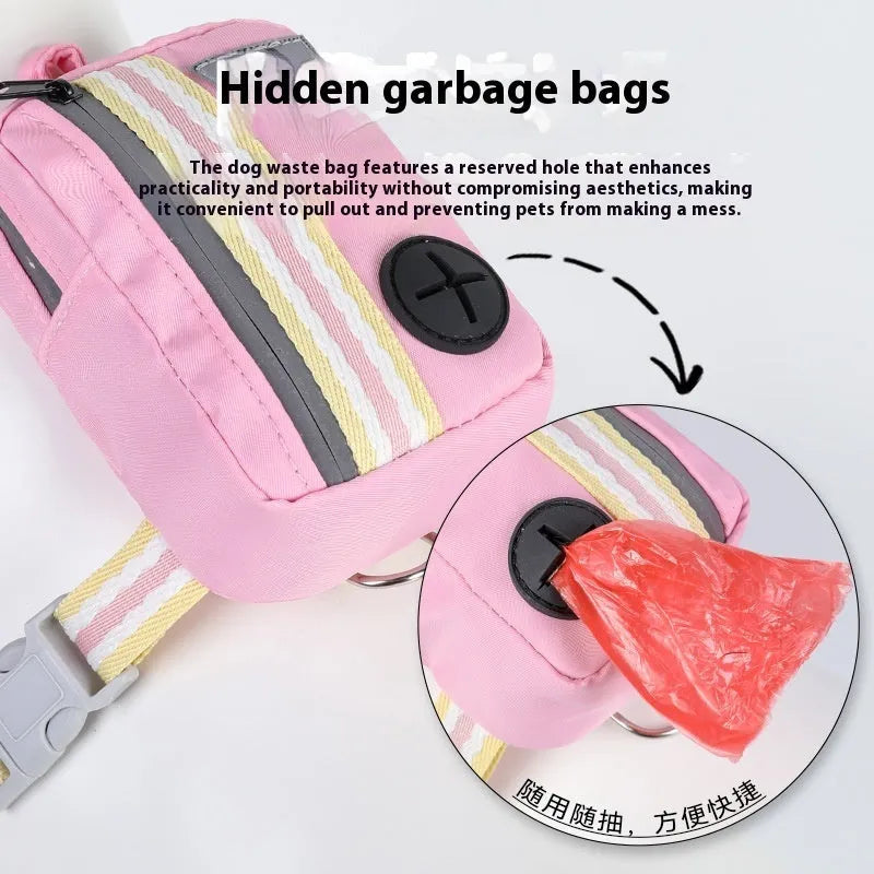 Oxford cloth anti-strangulation dog harness with 1.5m rope in pink, yellow, green or blue