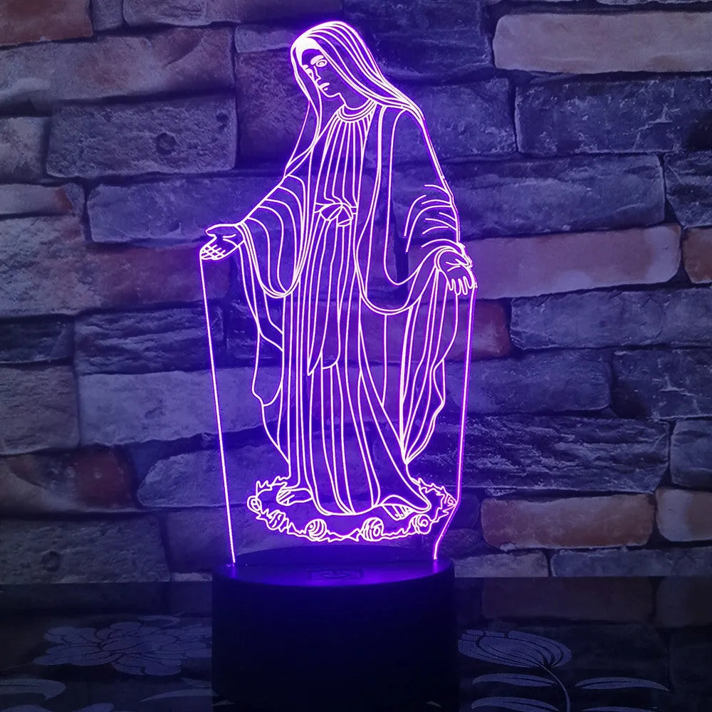 3D stereoscopic dual ring LED night light with touch control base and colourful acrylic panel.